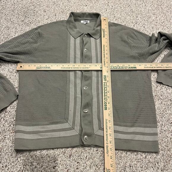 Madewell Men's Button Up Long Sleeve Sweater Polo Sz L Washed Olive Preppy - Picture 4 of 8